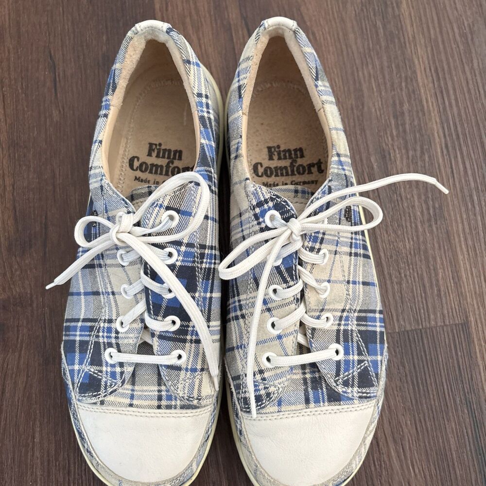 FINN COMFORT German Plaid Charlotte leather Boho SoHo Designer Sneaker ShoeTravl